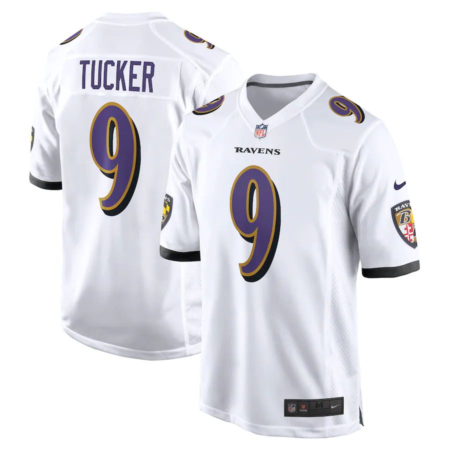 Men Baltimore Ravens 9 Justin Tucker Nike White Game NFL Jersey